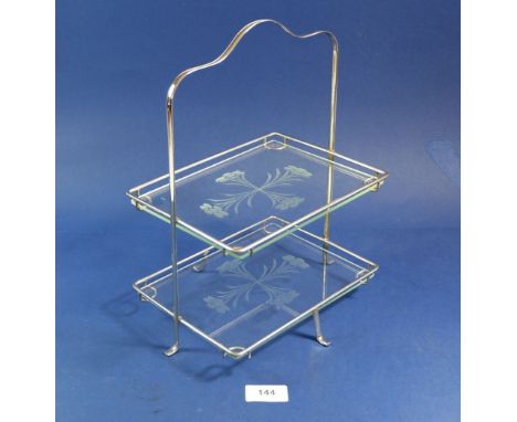 An Art Deco chrome and glass cake stand