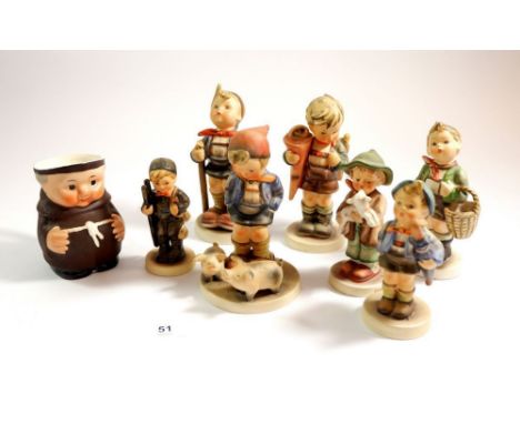 Various Hummel figures and a Goebel monk jug 