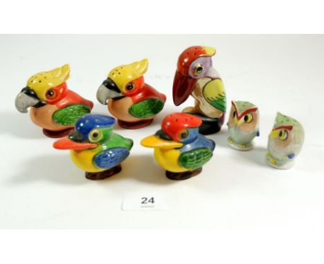 Three pairs of Art Deco novelty cruets and one other Japanese one 