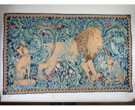 A tapestry wall hanging of a lion, 114 cm wide 