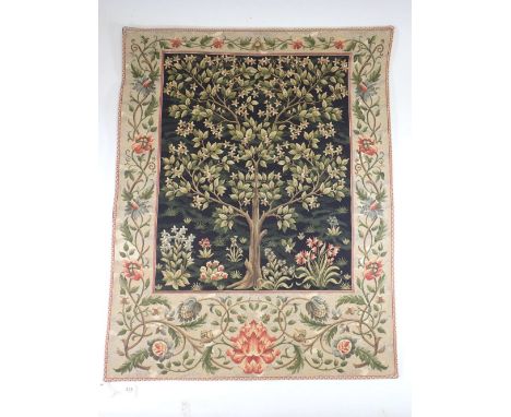 A pair of tapestry  wall hangings of trees and flowers, 71 cm 