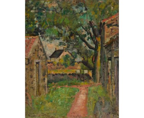  GEORGE LESLIE HUNTER (SCOTTISH 1877-1931) PATH THROUGH THE VILLAGE, FIFE Signed, oil on canvas 63,5cm x 51cm (25in x 20in) S