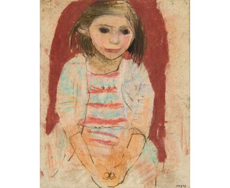  JOAN EARDLEY R.S.A. (SCOTTISH 1921-1963) GIRL IN STRIPED JERSEY Inscribed with inventory number ‘ED877’, pastel 25.5cm x 20c