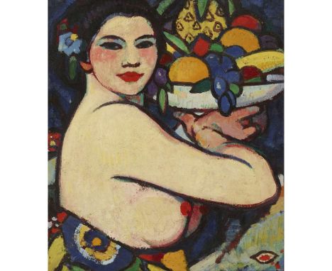 ANNE ESTELLE RICE (AMERICAN 1877-1959) A BOWL OF FRUIT Signed with the artist's eye ideogram and inscribed on the reverse 'A