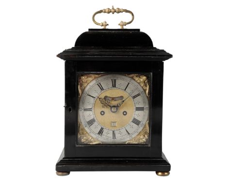 A WILLIAM III EBONISED BRACKET CLOCK by Wm. Davis, London, with an eight day bell striking movement, now fitted with an ancho