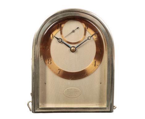 A SILVER CARRIAGE CLOCK by Goldsmiths and Silversmiths Company, London, 1930, inscribed to the back, in a domed case with a g