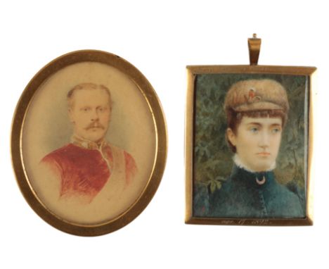 ENGLISH SCHOOL, 19TH CENTURY a portrait miniature of Mary Esther M. Crichton-Maitland, aged 17, 1892, in a square gilt metal 