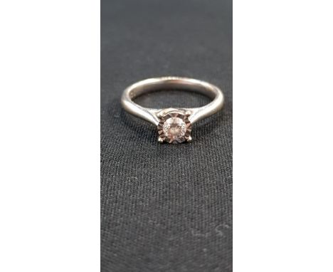 9 CARAT WHITE GOLD DIAMOND SOLITAIRE RING WITH QUARTER CARAT OF DIAMONDS
