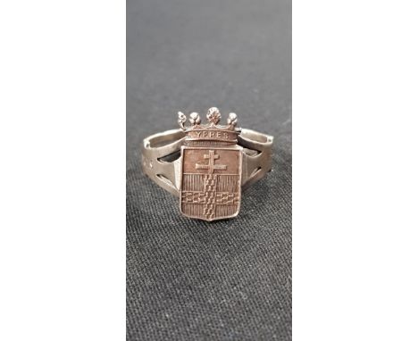 ANTIQUE SILVER RING INSCRIBED 'YPRES 1915'