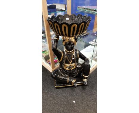 LARGE BLACK &amp; GOLD CERAMIC PLANTER