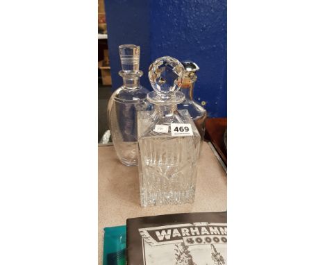 2 DECANTERS &amp; A TYRONE CRYSTAL DECANTER 'QUEENS UNIVERSITY'