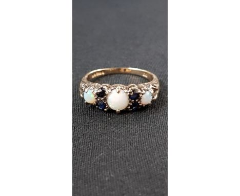 9 CARAT GOLD SAPPHIRE &amp; OPAL RING