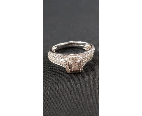 9 CARAT WHITE GOLD &amp; DIAMOND RING WITH MATCHING DIAMOND ETERNITY RING WITH TOTAL OF CIRCA HALF CARAT OF DIAMONDS