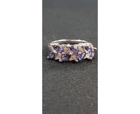 9 CARAT WHITE GOLD DIAMOND &amp; TANZANITE RING