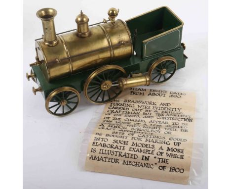 A scratch built steam locomotive, brass and painted body, circa 1890, thought to have been built as a kit by a craft apprenti