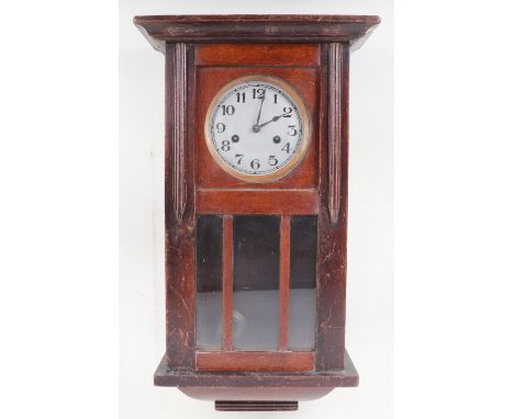 A 20th century Gloria mahogany cased wall clock, 48cmH