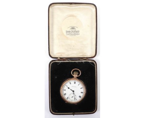 A 9ct gold pocket watch, by Kemp Bros, Bristol, enamel dial with Roman numerals and subsidiary second dial, dial reading Kemp