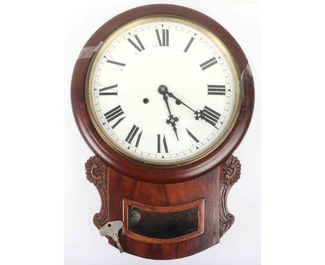 An American drop dial clock, weighted, dial unsigned