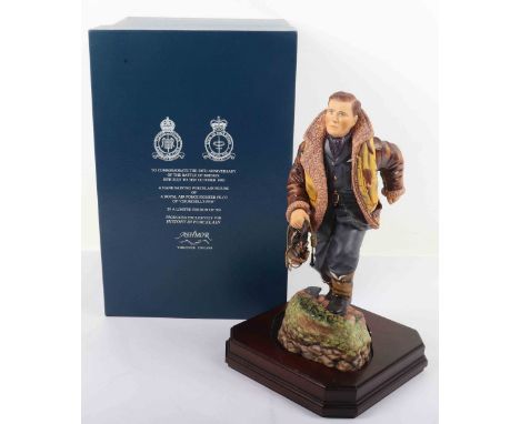 Ashmore Worcester figure, Churchill's Few, boxed with wood base
