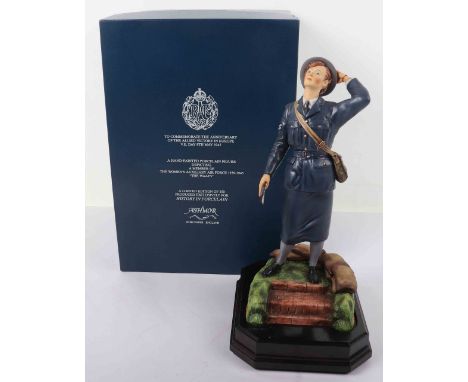 Ashmor Worcester figure the WAAF, boxed with wood base