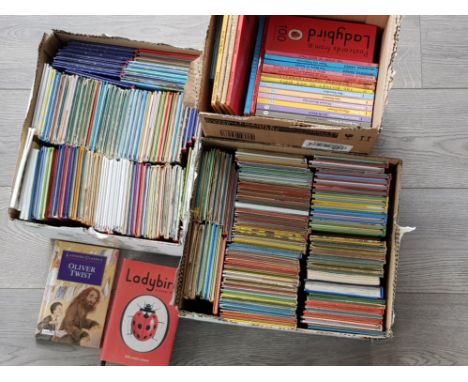 3 boxes containing vintage childrens books, majority by Ladybird