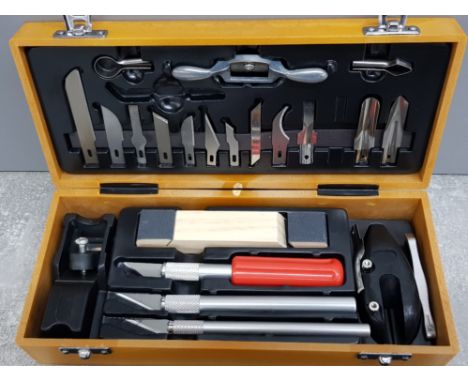 Vintage woodworking set, missing 2 small fittings but still well presented with multiple pieces in original plastic case