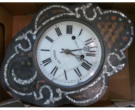 A French wall clock, with mother-of-pearl inlay