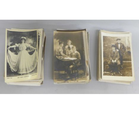 A collection of over 230 real photographic portrait postcards, early 20th Century 