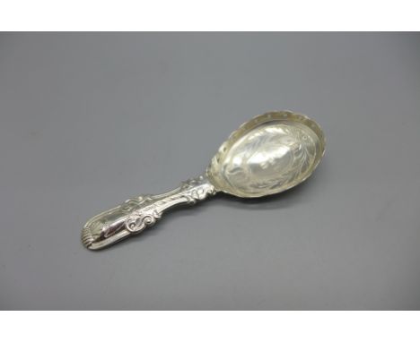 A Georgian silver caddy spoon, a/f, Birmingham 1819 