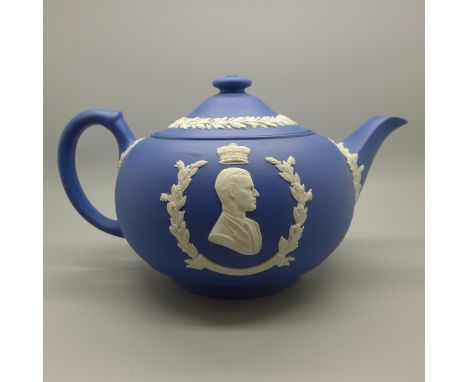 A limited edition Wedgwood Jasperware Coronation of Queen Elizabeth II teapot 