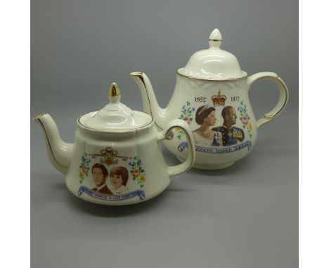 A Queen's Silver Jubilee 1977 Arthur Wood Burslem teapot and a Prince Charles and Lady Diana 1981 Royal Wedding teapot 