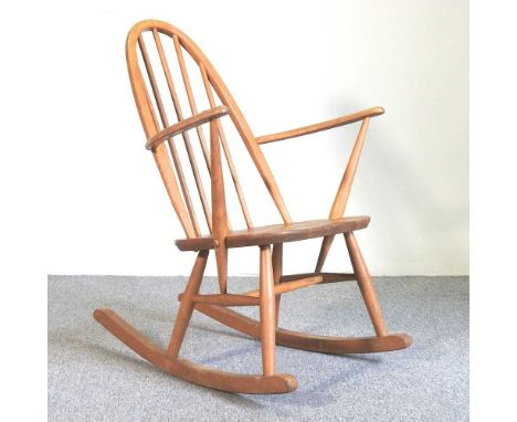 A 1970's Ercol light elm rocking chair
