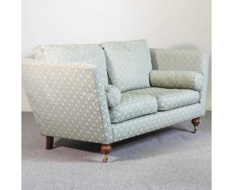 A Wesley Barrell green upholstered knowle sofa167w x 90d x 80h cm