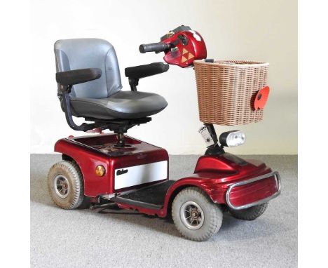 A red Shoprider electric mobility scooter, 101cm wideWorking