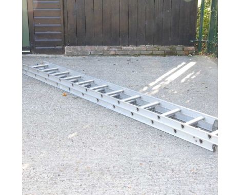 An aluminium ladder, in two parts, 350cm each