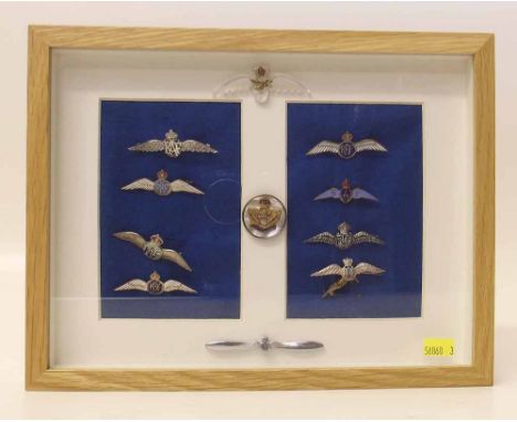 Framed collection of enamel RAF Sweetheart badges. Condition report: see terms and conditions