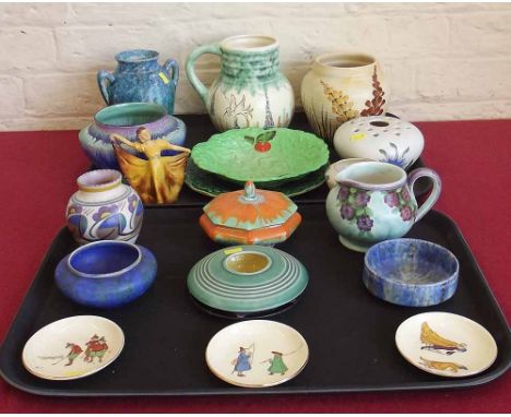 Collection of Art Deco and later pottery including Carlton ware, Shelley, Bretby, Wade, Poole etc. Condition report: see term