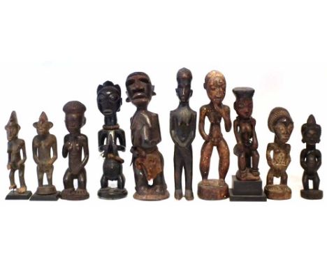 Ten African figures carved in various tribal styles, the largest measures 22cm high    All lots in this Tribal and African Ar