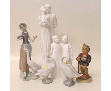 Collection of figures by Lladro, Coalport, Royal Doulton and Hummel. Condition report: see terms and conditions