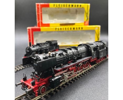 Two HO gauge boxed Fleischmann Locomotives - one Tested Runner(1200g)Fleischmann 4175 Class BR 50 058 2-10-0 of the DB - Test