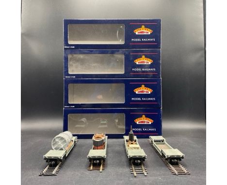 4 Boxed Bachmann Branchline 33-901C 45 ton bogie well wagon W41973 in BR grey(700g)Three with interesting loads Condition: Ro