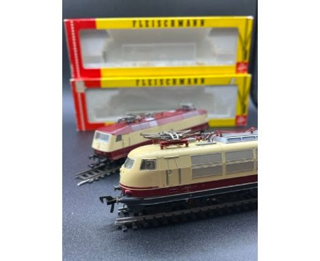 Two HO gauge boxed Fleischmann Locomotives - both Tested Runners(1100g)Fleischmann 4375 Class BR 103 118-6 of the DBFleischma