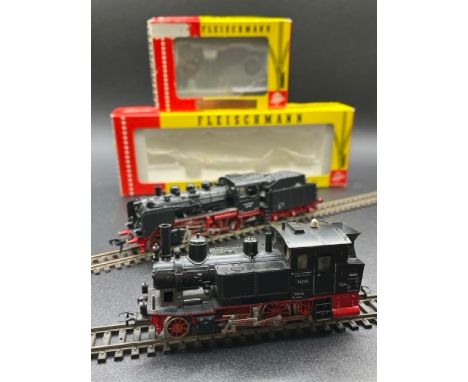Two HO gauge boxed Fleischmann Locomotives - one Tested Runner(700g)Fleischmann 4140 Class BR 24 4-6-0 of the DB, cab roof ne