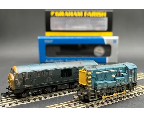 Two N gauge Factory Weathered Diesel Locomotives - Tested Runners(300g)Dapol N 2D-012-012 BR 6330 Class 22 NBL Type 2 Diesel 