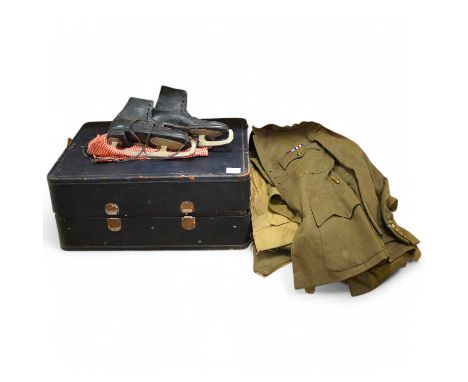 A WWII Welsh Guard’s uniform, comprising a dress jacket, two dress blouses, one with label stating 1940 Pattern Size No.6, br