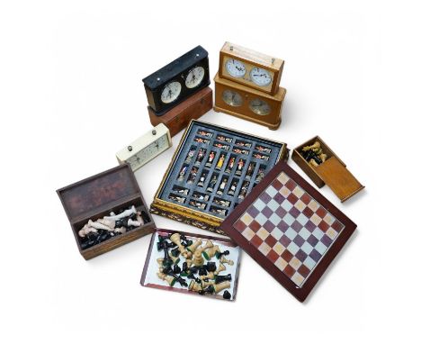 A collection of various chess boards, chess timers and pieces, etc. Condition - varies