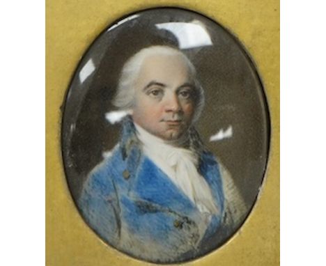 18th century English School, Portrait miniature on ivory, Portrait of a gentleman, possibly the father of General Scharretie,