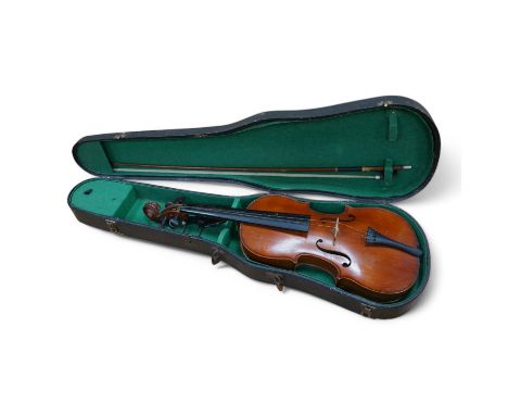 An early 20th century violin, possibly Czech, with internal label for ‘Maidstone Orchestra Association, Oxford St. London’ an