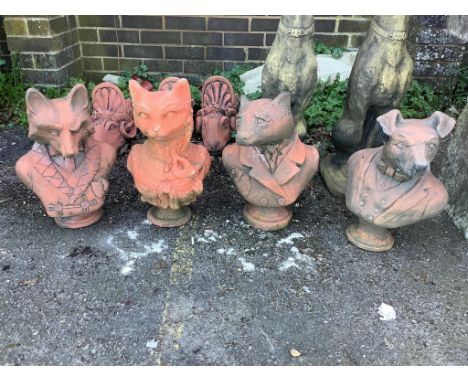 Four terracotta animal garden ornaments, largest height 40cm. Condition - fair to good