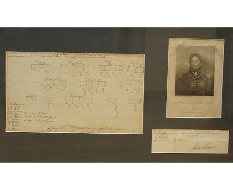 A framed Napoleonic military document relating to Lieutenant General Sir John Moore and the Peninsula Wars, including details